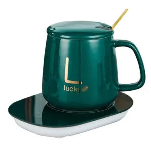 ماگ سرامیکی لاکی مدل Warmer Cup به همراه صفحه گرم‌کن برقی مخصوص چای و قهوه